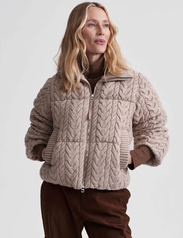 Reggie Cable Knit Puffer - Light TaupeLeather Jackets