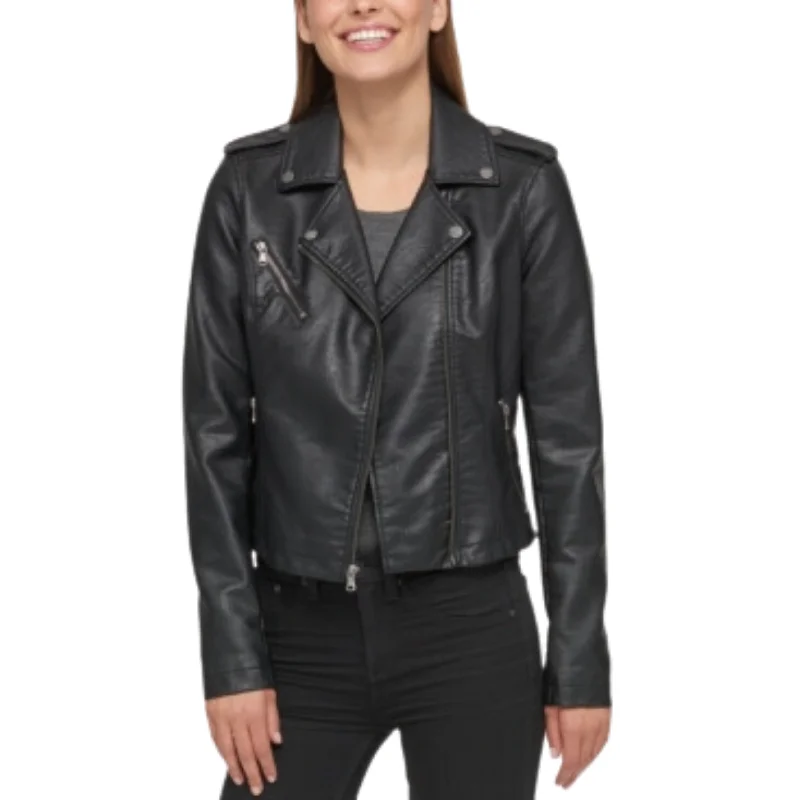 LEVI'S  - Classic Asymmetrical Faux Leather Motorcycle JacketCashmere Jackets