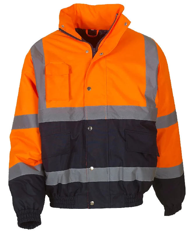 Hi-vis two-tone bomber jacket (HVP218) | Orange/NavyNylon Jackets